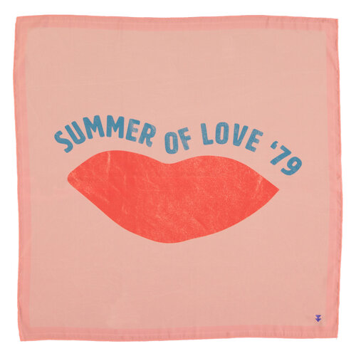 Sisters Department Silky bandana | pink w/ "summer of love" print