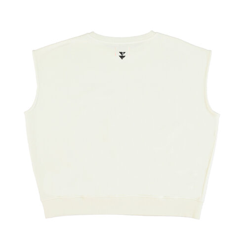 Sisters Department Sleeveless sweatshirt | white w/ "peace & love" print
