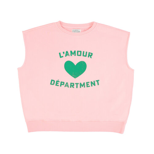 Sisters Department Sleeveless sweatshirt | pink w/ "l'amour" print