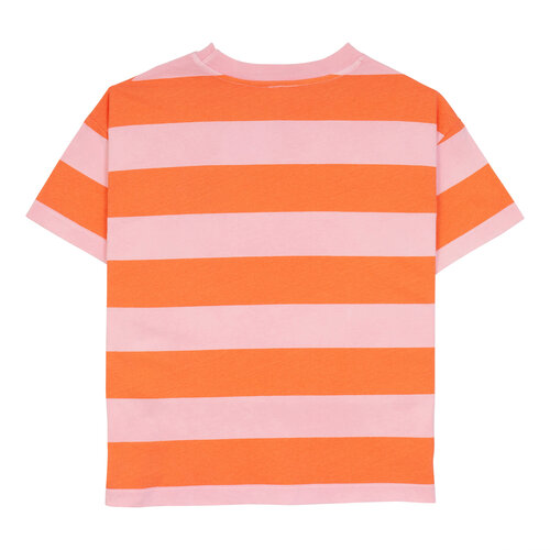 Wynken Wide Stripe Tee - Dust Pink/Naranja