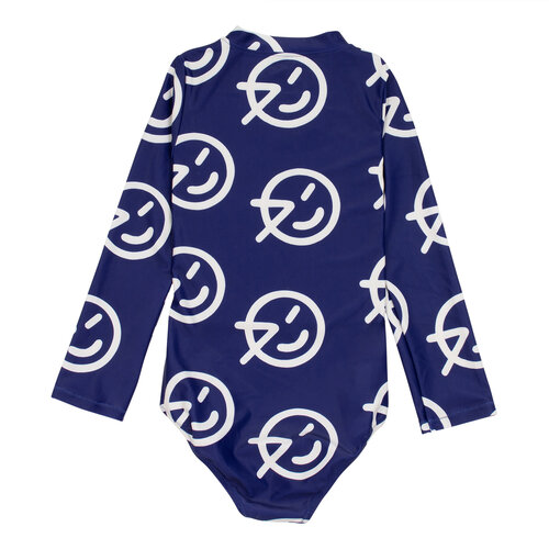 Wynken Wynken Uv Long Sleeve Swimsuit  - Bright Navy/Ecru