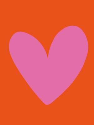 Nynstyles A4 poster heart pink orange