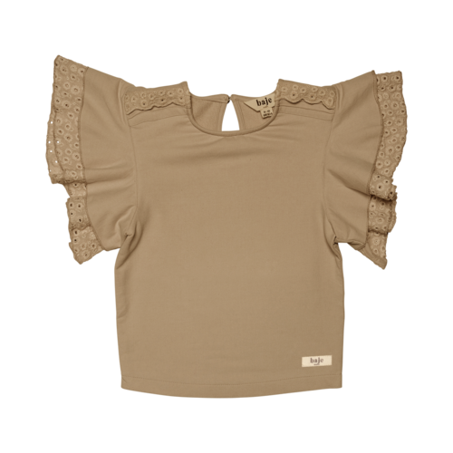 Baje COMO Jersey ruffle top, taupe