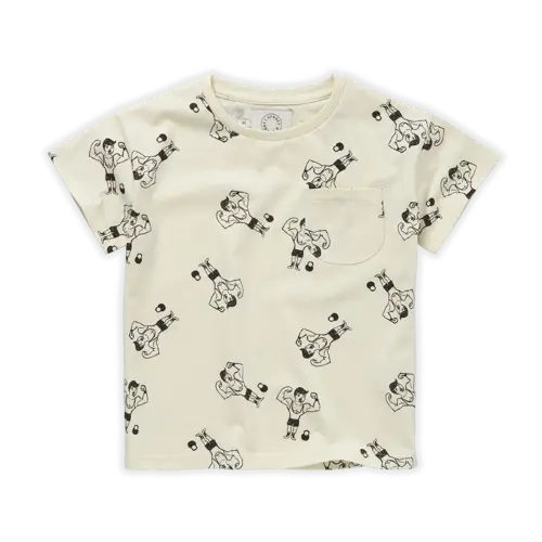 Sproet & Sprout T-SHIRT POCKET STRONG MAN PRINT