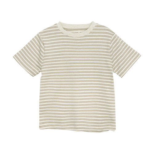 Huttelihut T-shirt SS Striped Rib - Silver Sage