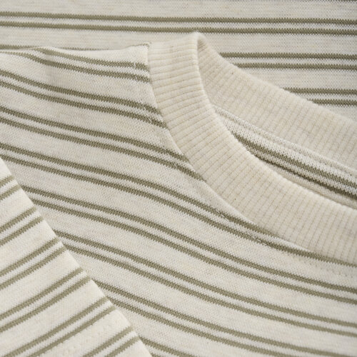 Huttelihut T-shirt SS Striped Rib - Silver Sage