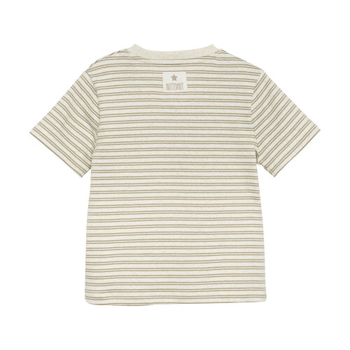 Huttelihut T-shirt SS Striped Rib - Silver Sage