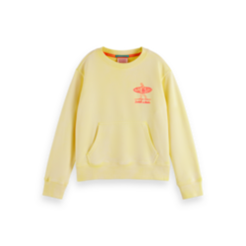 Scotch & Soda Garment dyed poster print relaxed-fit sweatshirt - Sunshine Yellow - 175901