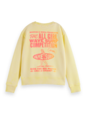 Scotch & Soda Garment dyed poster print relaxed-fit sweatshirt - Sunshine Yellow - 175901