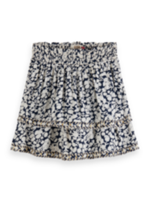 Scotch & Soda Tiered all-over printed embroidered viscose mini skirt - 175831