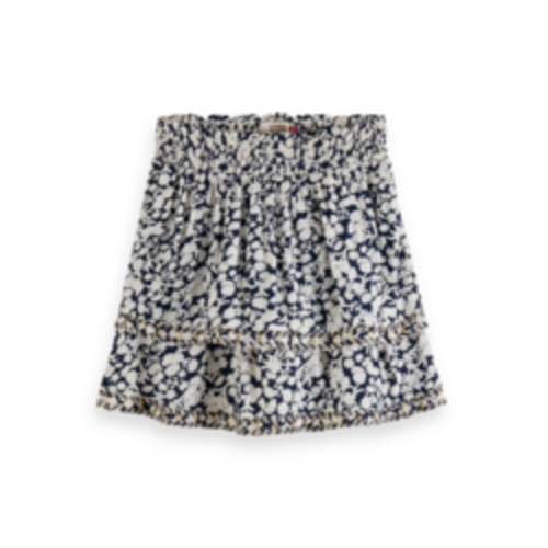 Scotch & Soda Tiered all-over printed embroidered viscose mini skirt - 175831