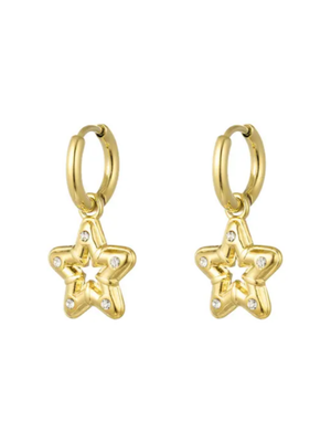 Earrings star with stones - gold