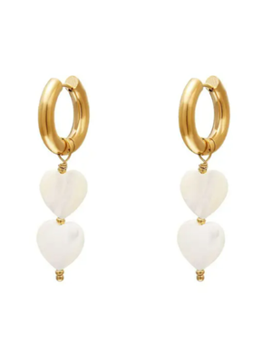 Pearl heart earrings - #summergirls collection White gold Shells