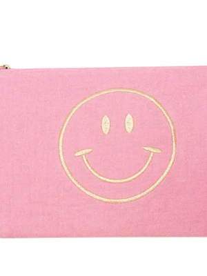 Make-up tas Smiley Roze Katoen