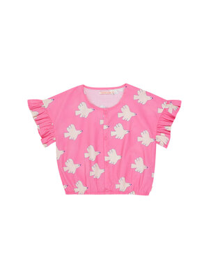 DOVES FRILL BLOUSE - Dark Pink