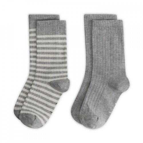 Gray Label Ribbed Socks GOTS | 2-pack - Grey Melange Cream