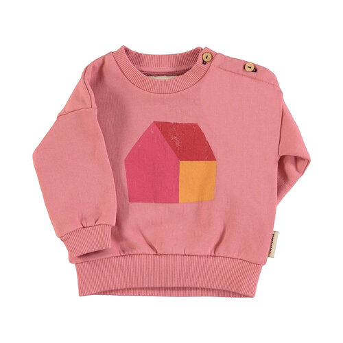 Piupiuchick Sweatshirt | Pink w/ multicolor house print