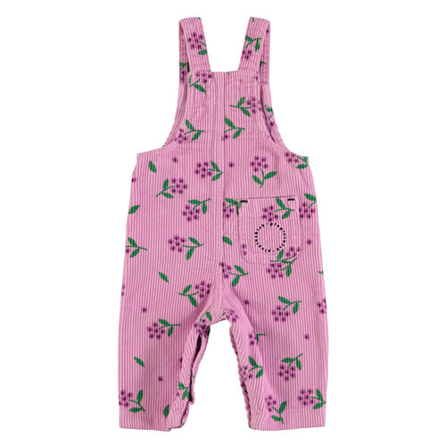 Piupiuchick Dungarees | Pink corduroy w/ flowers allover