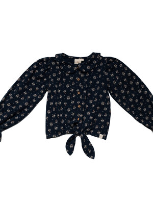 Navy Natural Loulou top navy broderie