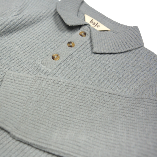 Baje Neas Knit Polo Button Pullover - Greyish Blue