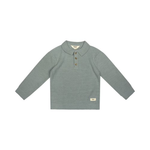 Baje Neas Knit Polo Button Pullover - Greyish Blue