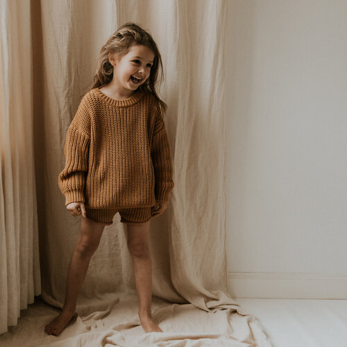 Yuki Kidswear Chunky Knitted Sweater - BISCUIT