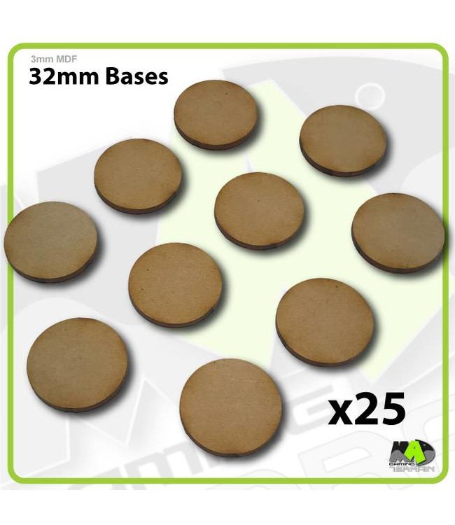 MAD Gaming Terrain 32mm MDF Round Bases x25