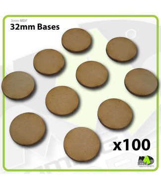 MAD Gaming Terrain 32mm MDF Round Bases x100