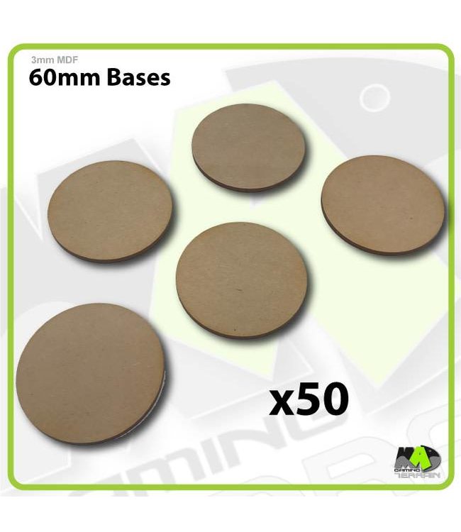 MAD Gaming Terrain 60mm MDF Round Bases x50