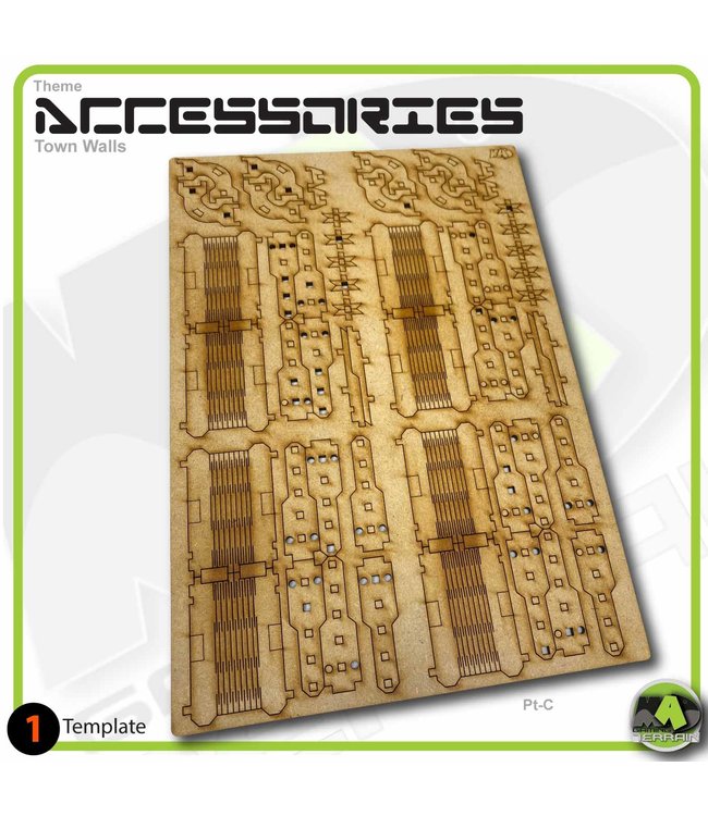 MAD Gaming Terrain Town Walls Standard pack with detail