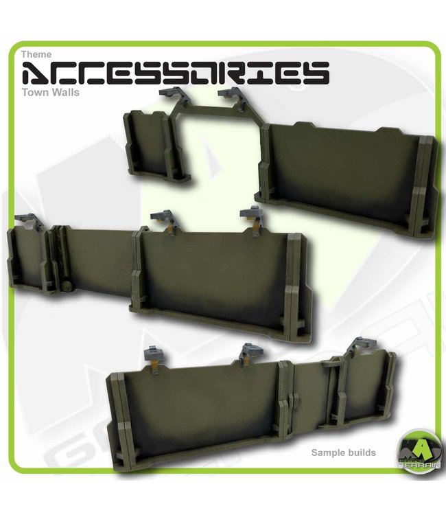 MAD Gaming Terrain Town Walls Standard pack with detail