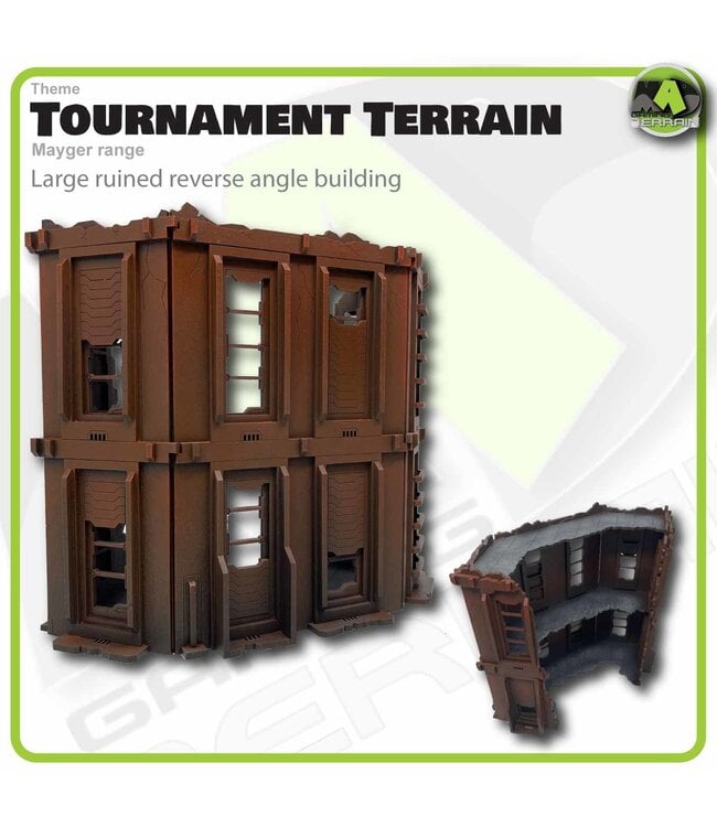 MAD Gaming Terrain Mayger Range - Large Reverse Angled Ruined Building