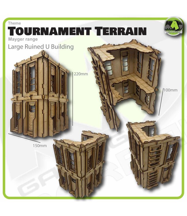MAD Gaming Terrain Mayger Range - Large U Ruined Building