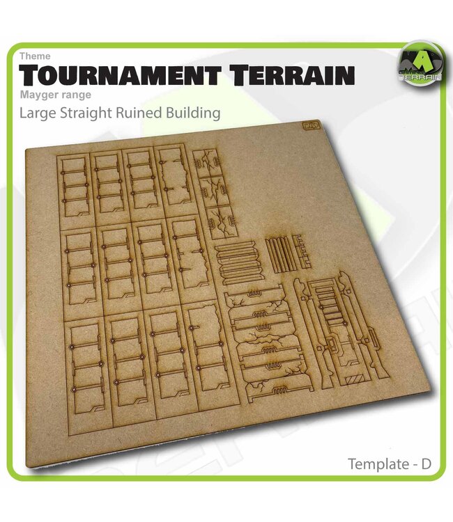 MAD Gaming Terrain Mayger Range - Large Straight Ruined Building