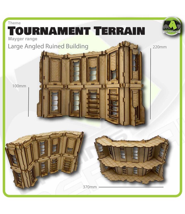 MAD Gaming Terrain Mayger Range - Large Angled Ruined Building