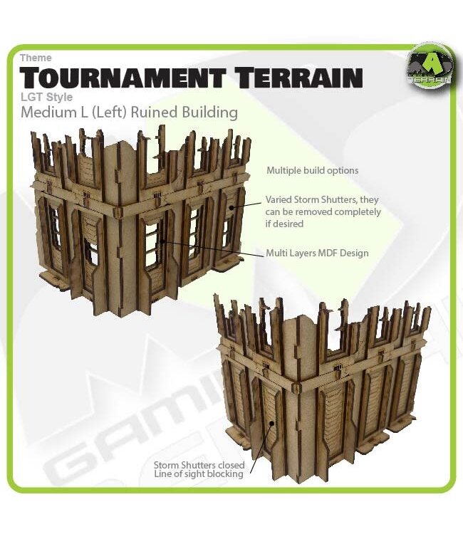 MAD Gaming Terrain Medium L (Left) - LGT Style Tournament Terrain MkII