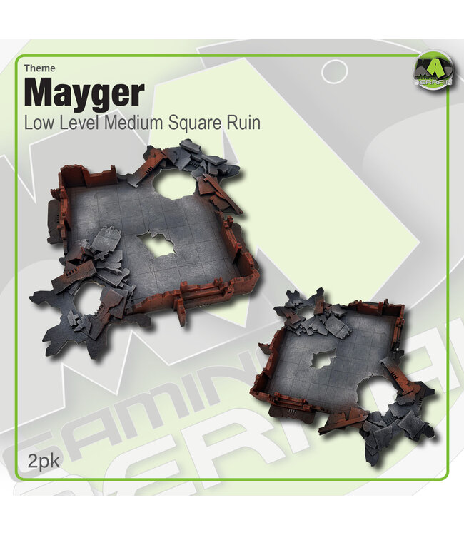 MAD Gaming Terrain Low Level Square Ruins Crater (2pk)