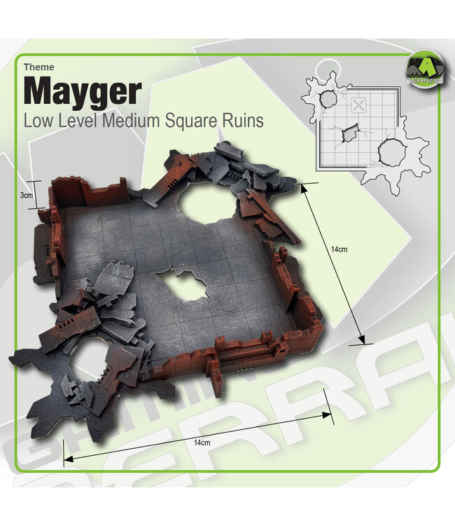 MAD Gaming Terrain Low Level Square Ruins Crater (2pk)