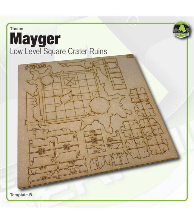 MAD Gaming Terrain Low Level Square Ruins Crater (2pk)