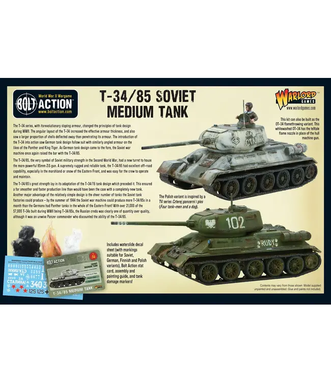 Bolt Action T34/85 Medium Tank