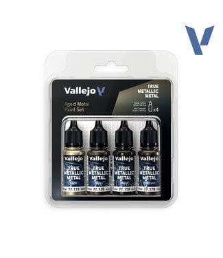 Vallejo True Metallic Metal True Metallic Metal Paint Set - Aged Metal (x4 Colours)