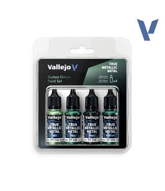 Vallejo True Metallic Metal True Metallic Metal Paint Set - Dusken Green (x4 Colours)