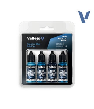 Vallejo True Metallic Metal True Metallic Metal Paint Set - Sapphire Blue (x4 Colours)