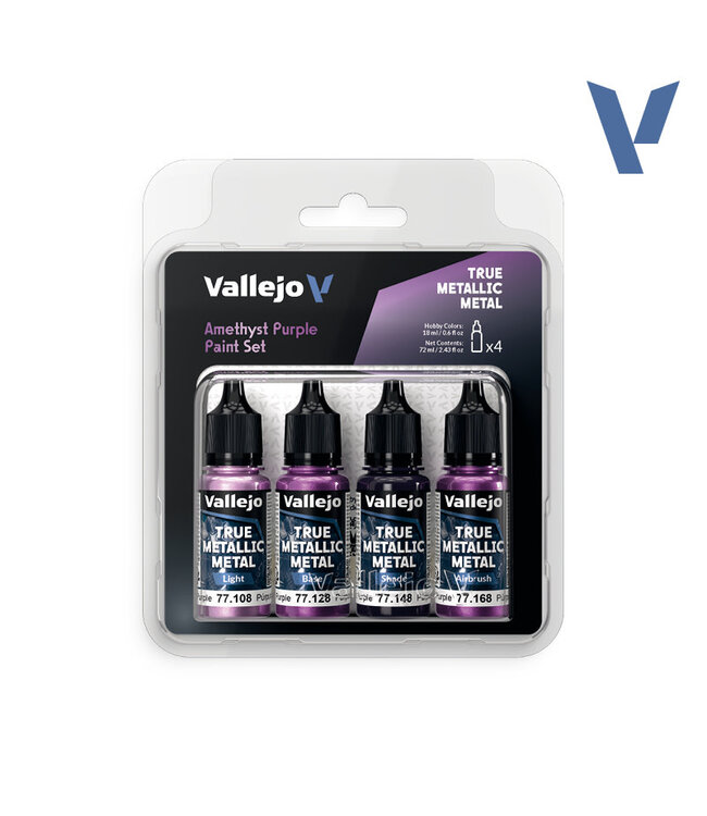 Vallejo True Metallic Metal True Metallic Metal Paint Set - Amethyst Purple (x4 Colours)