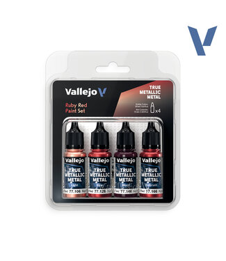 Vallejo True Metallic Metal True Metallic Metal Paint Set - Ruby Red (x4 Colours)