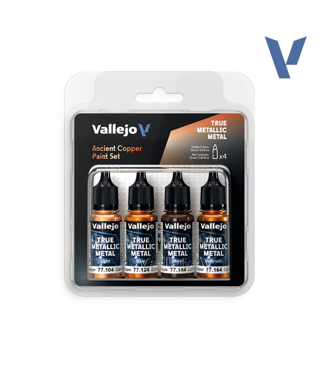 Vallejo True Metallic Metal True Metallic Metal Paint Set - Ancient Copper (x4 Colours)