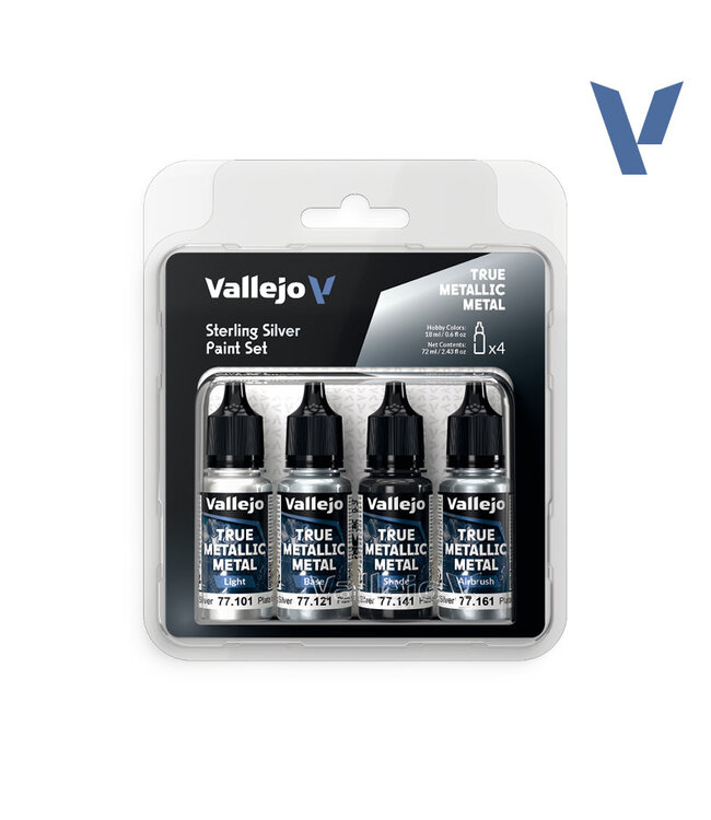 Vallejo True Metallic Metal True Metallic Metal Paint Set - Sterling Silver (x4 Colours)