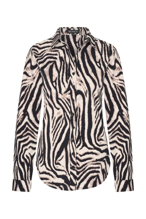 Mi Piace Mi Piace Travel Blouse Zebra Print Black/Kit (XS t/m XXL)