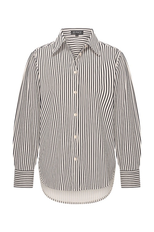 Mi Piace Mi Piace Travel Blouse Oversized Streep Print Dark Blue/Kit (XS t/m XXL)