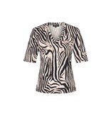 Mi Piace Mi Piace Travel T-shirt V Hals Zebra Print Black/Kit (XS t/m XXL)